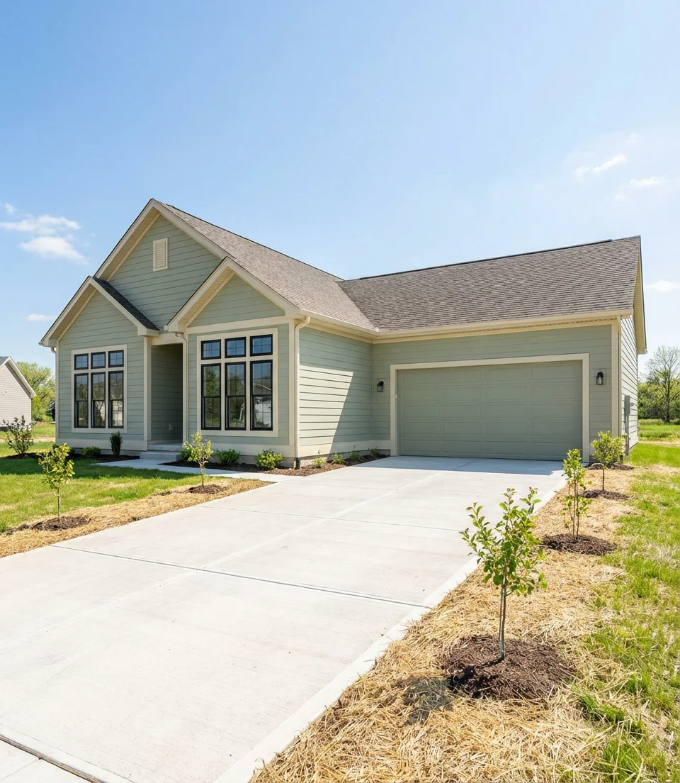 Pale Sage and Warm White for a New Construction Exterior 2