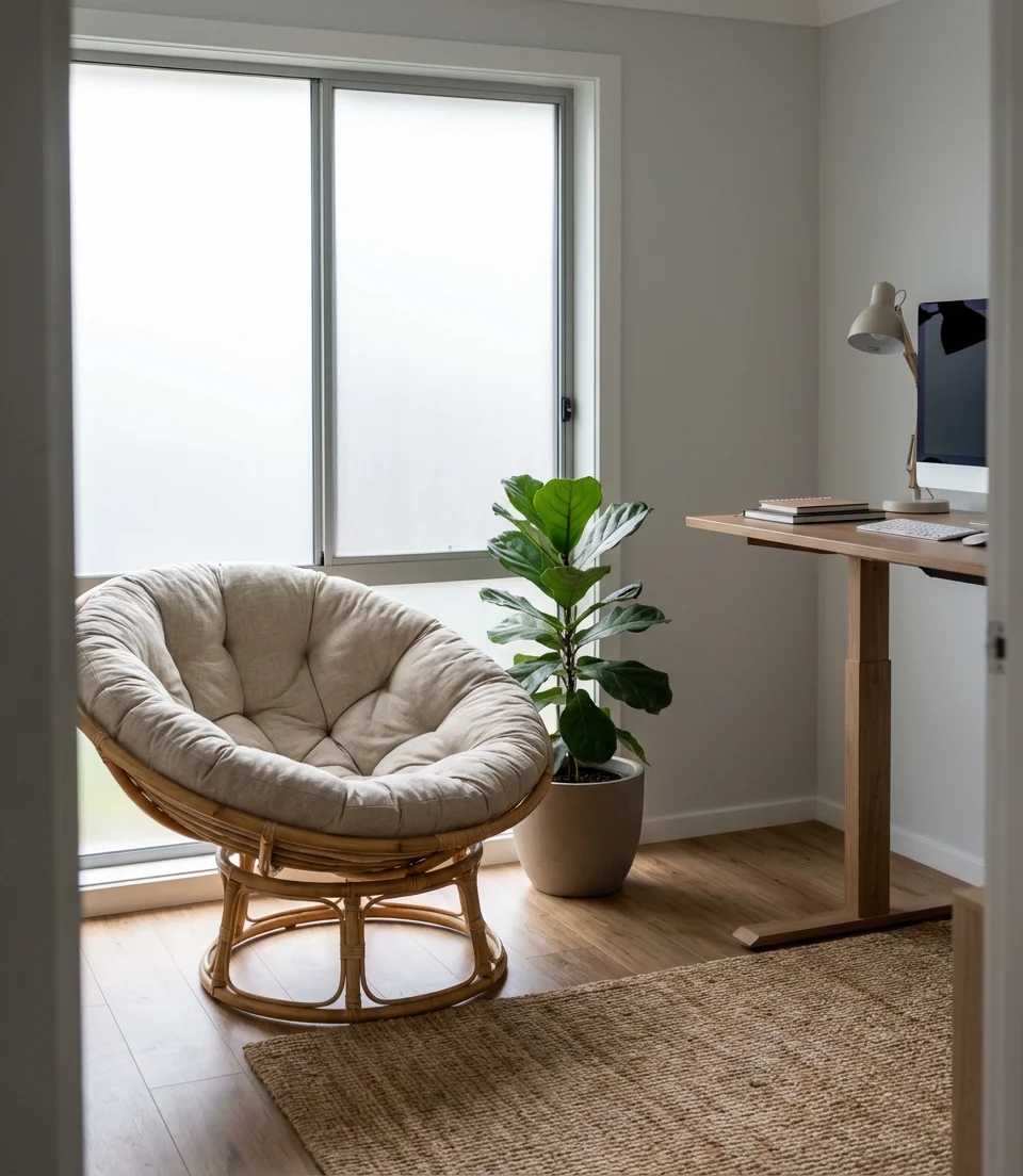 Papasan in a Home Office Corner 1