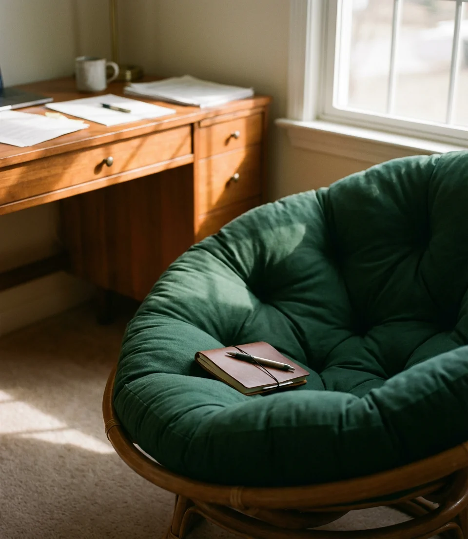 Papasan in a Home Office Corner 2