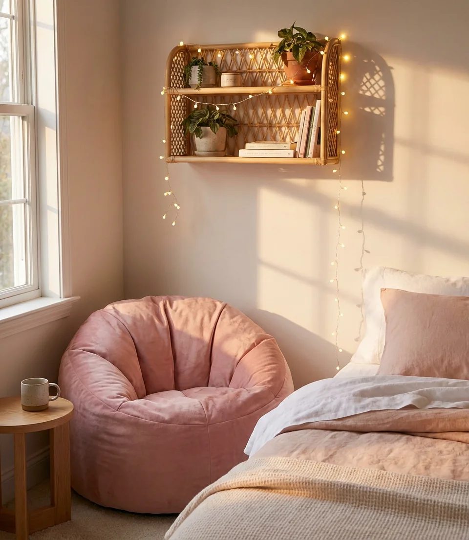 Pink Bean Bag Chair for a Cozy Bedroom Aesthetic 1