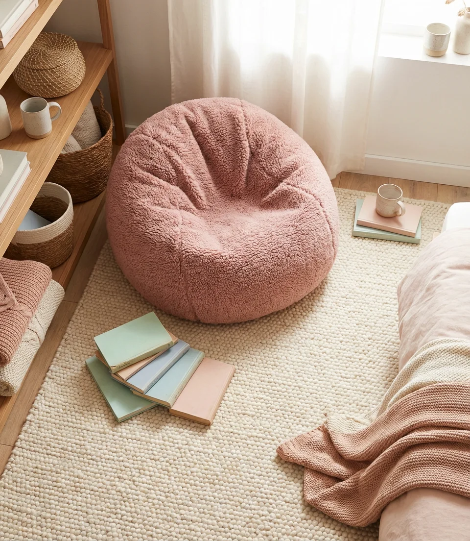 Pink Bean Bag Chair for a Cozy Bedroom Aesthetic 2