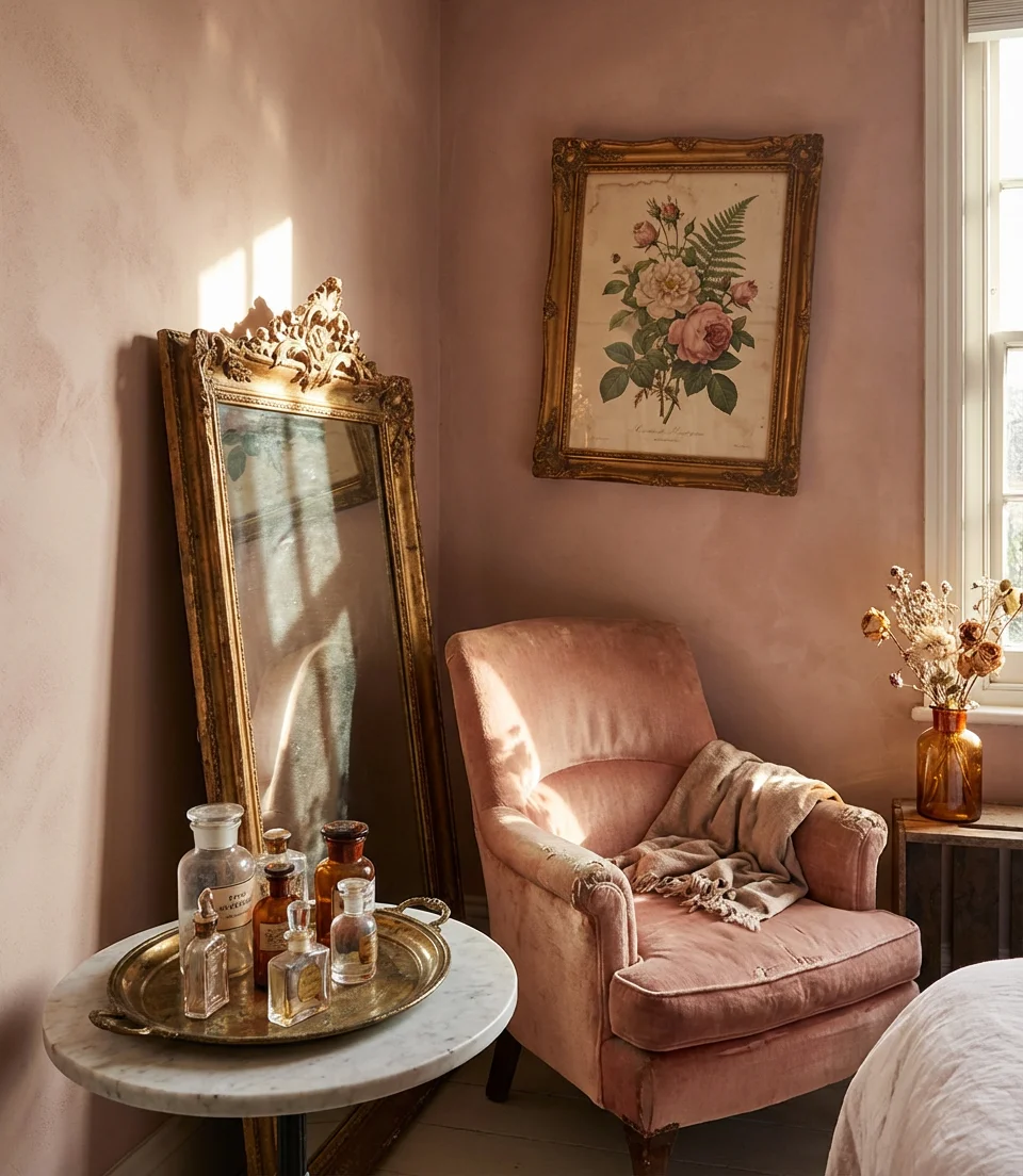 Pink Inspo Bedroom with Vintage Details 1