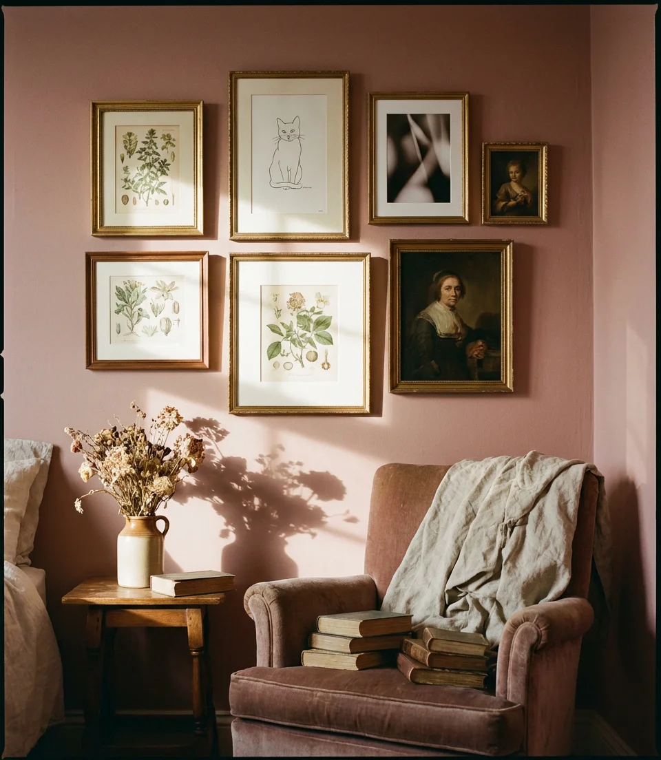 Pink Maximalist Gallery Wall Bedroom 2