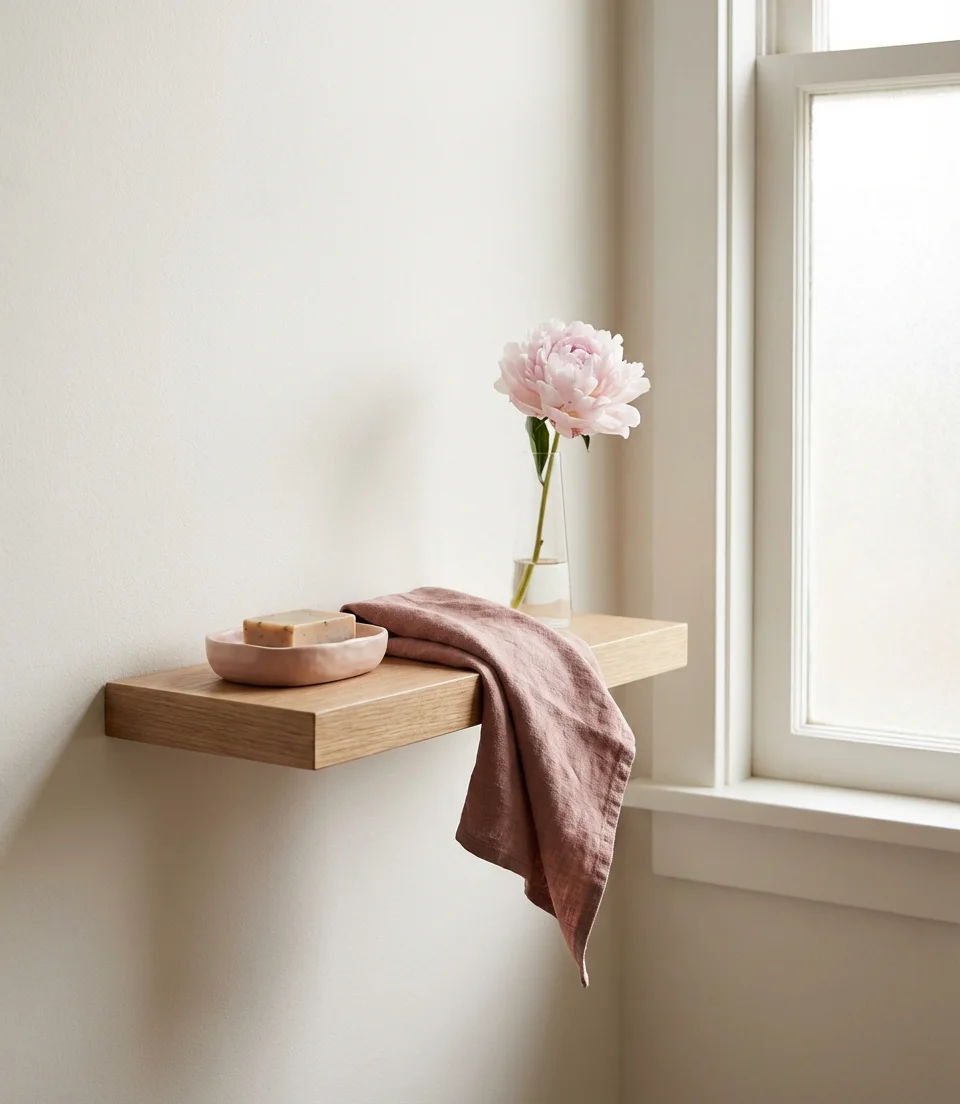 Pink Shelf Decor for a Playful and Modern Bathroom 1