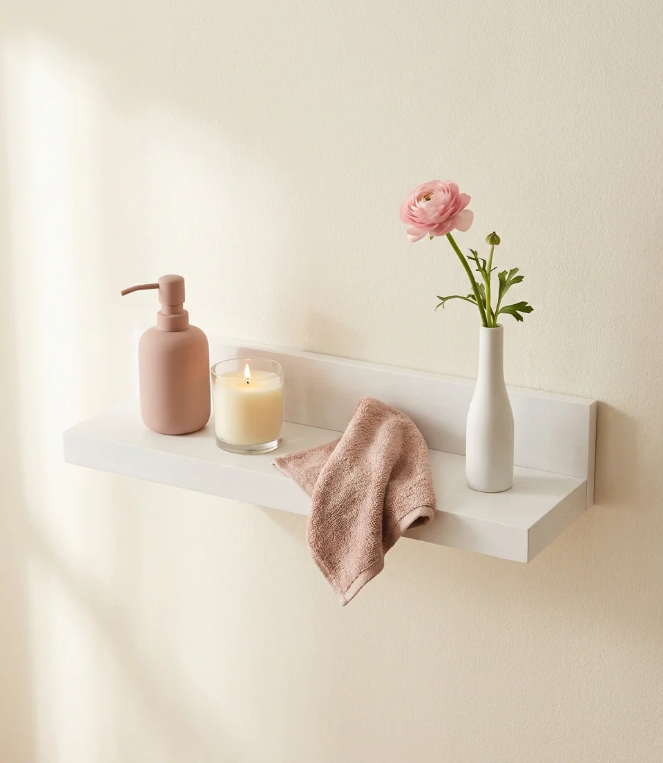 Pink Shelf Decor for a Playful and Modern Bathroom 2