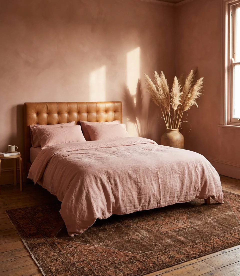 Pink and Brown Earthy Tones Bedroom 1