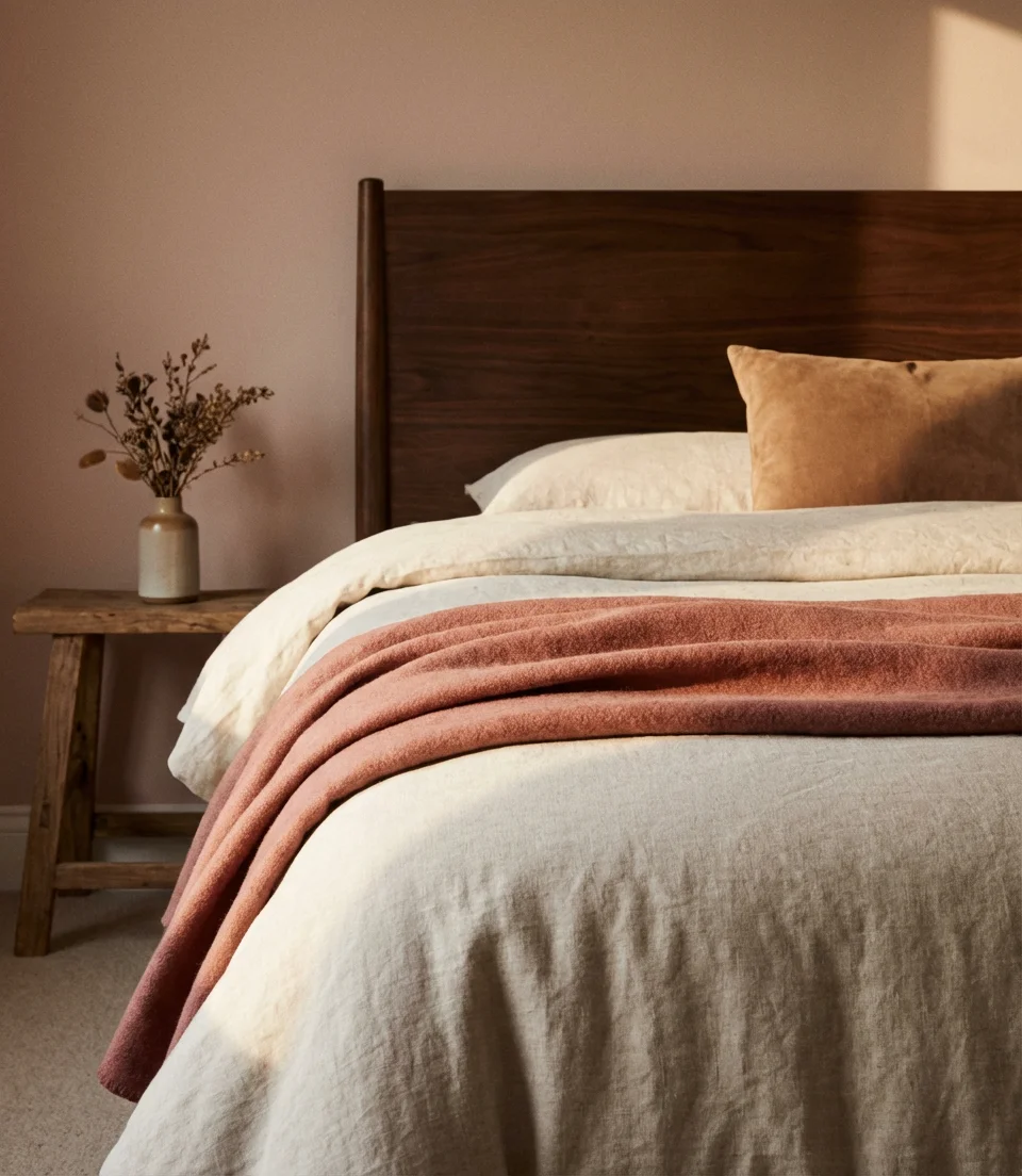 Pink and Brown Earthy Warm Bedroom 2