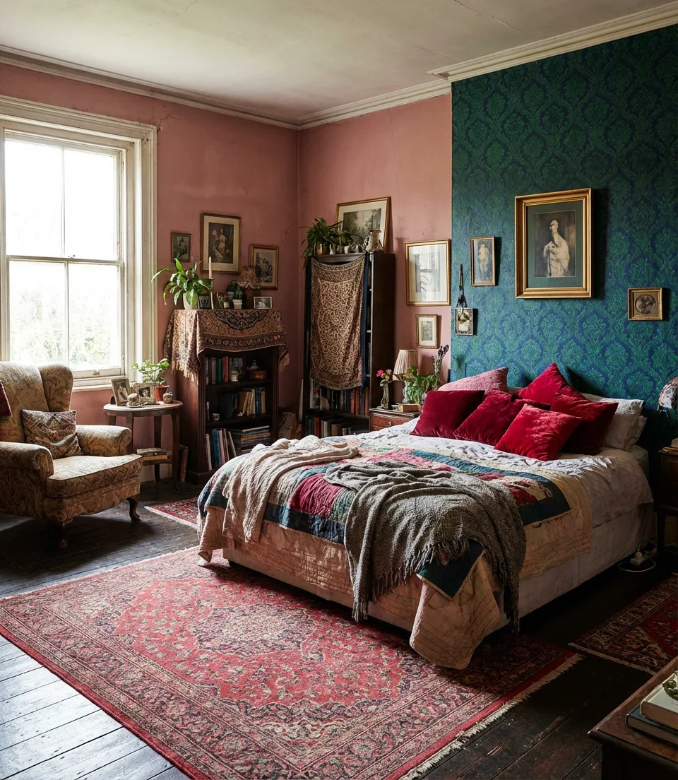 Pink and Red Bold Maximalist Bedroom 1