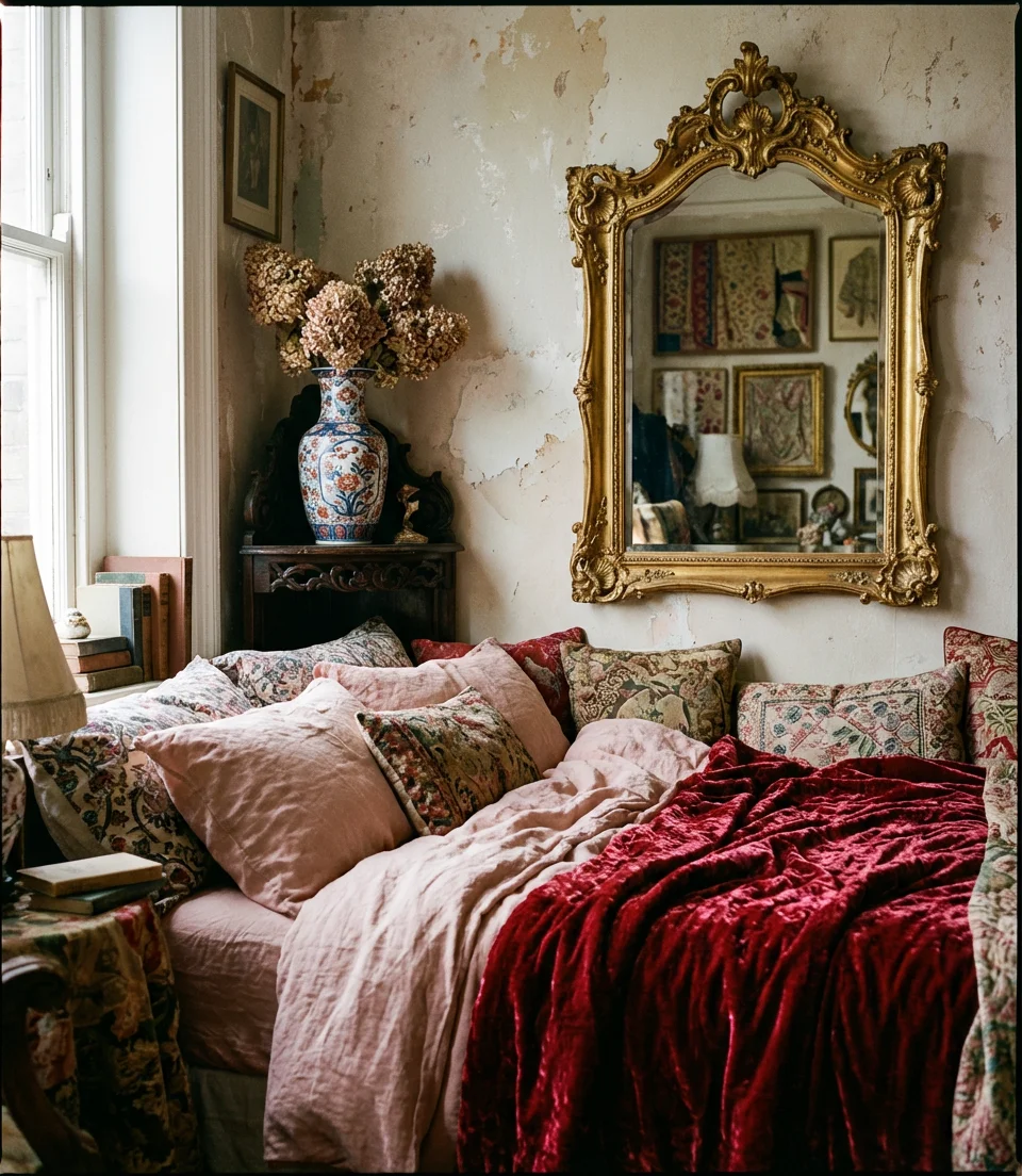 Pink and Red Bold Maximalist Bedroom 2