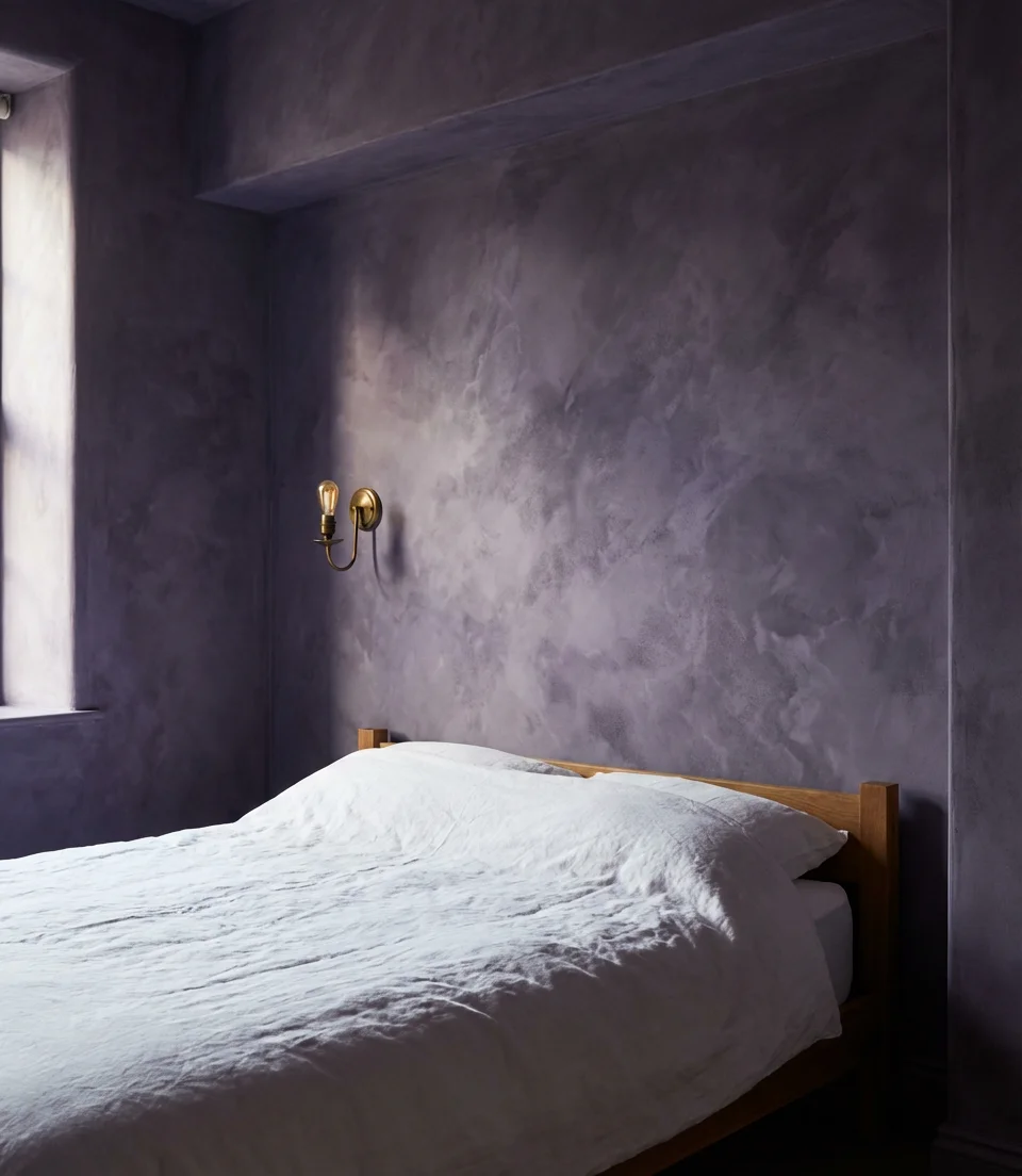 Purple Bedroom Accent Wall Behind the Bed 1