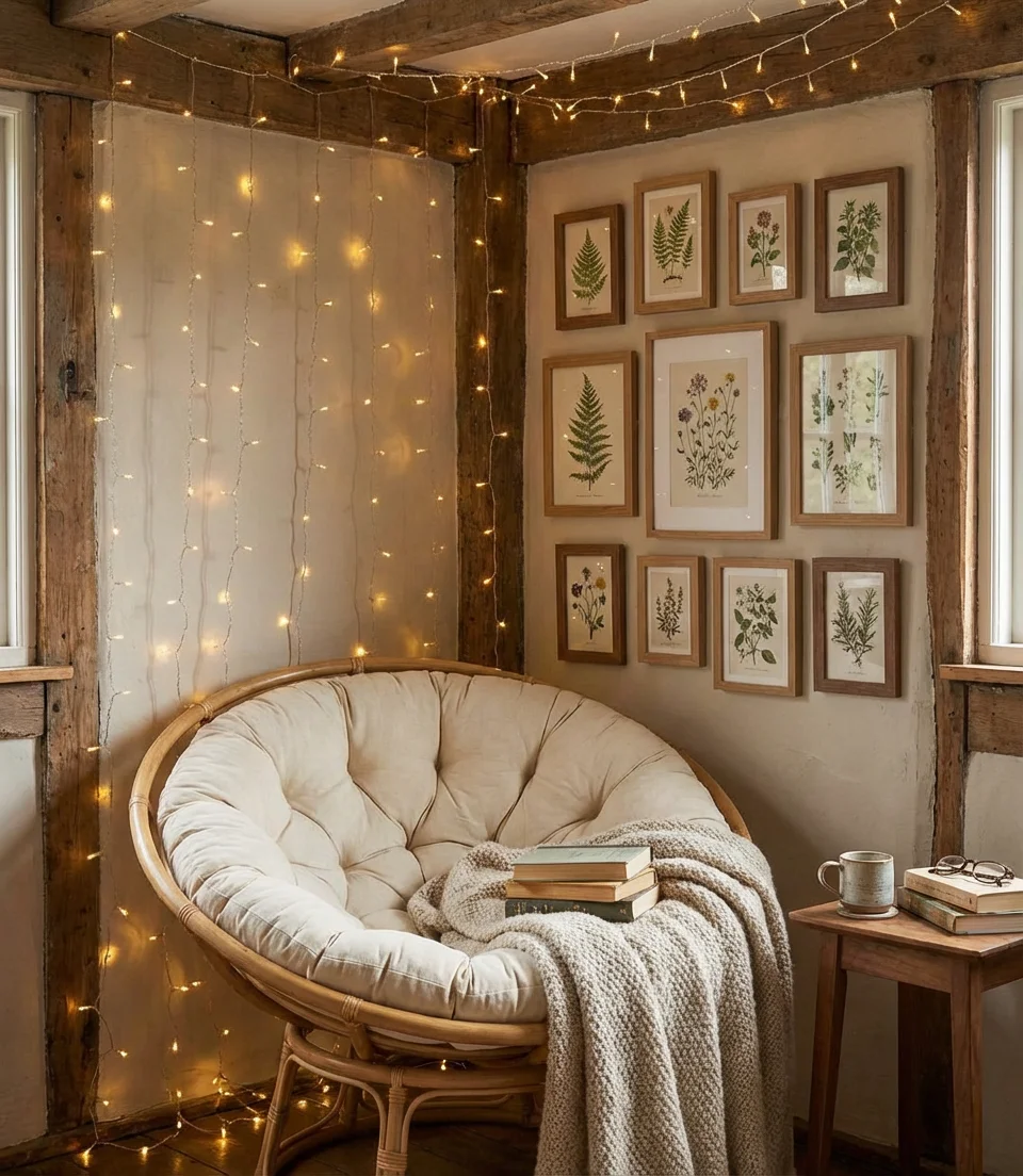 Reading Nook Aesthetic with Fairy Lights 1