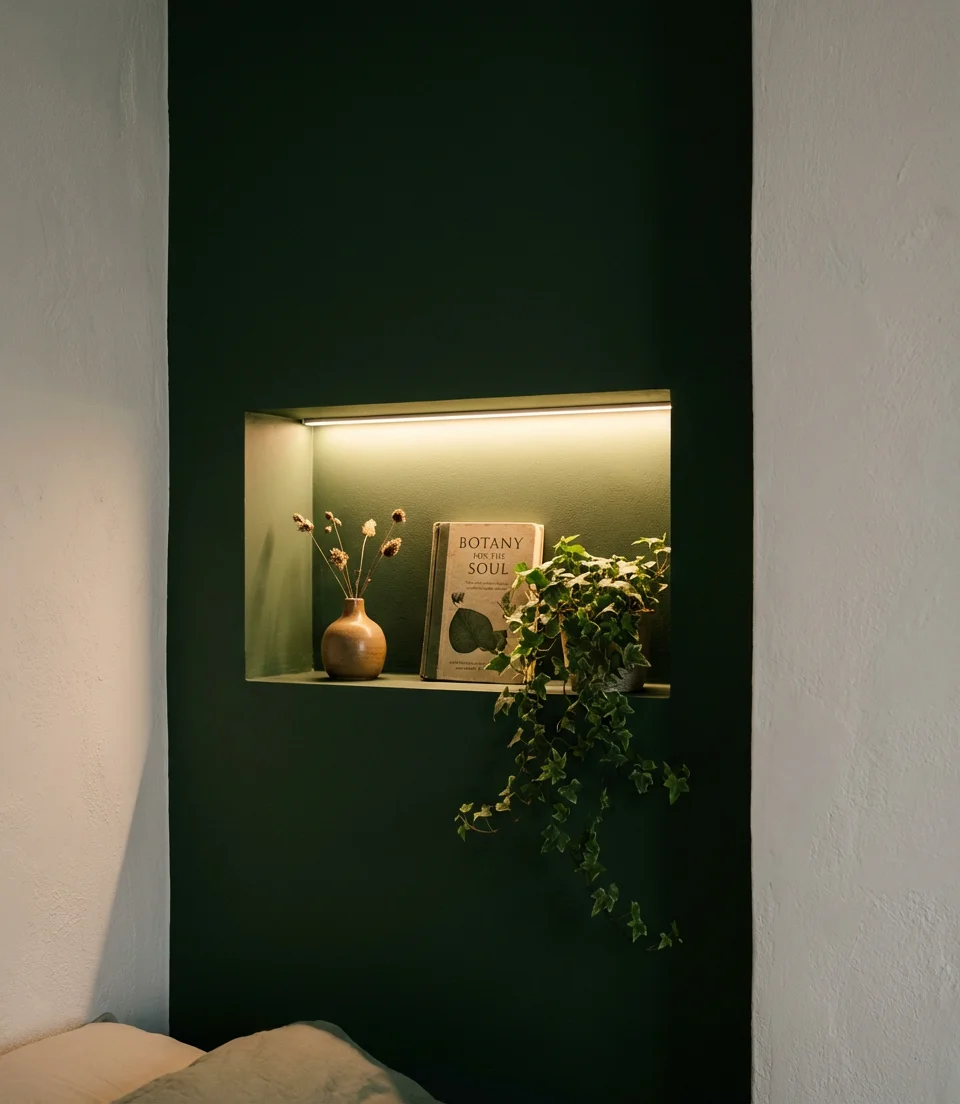 Recessed Wall Niche for Books and Bedside Items 2
