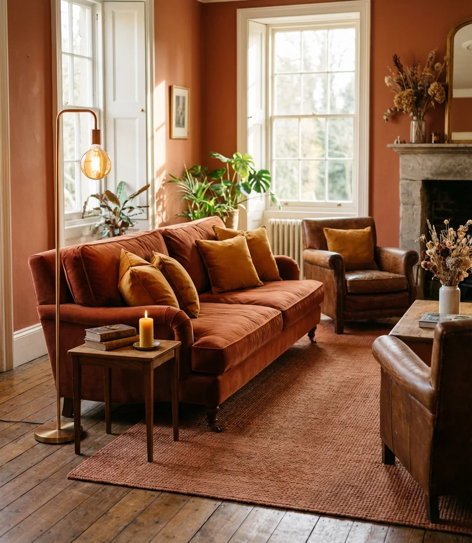 Romantic Red and Warm-Tone Living Room 1