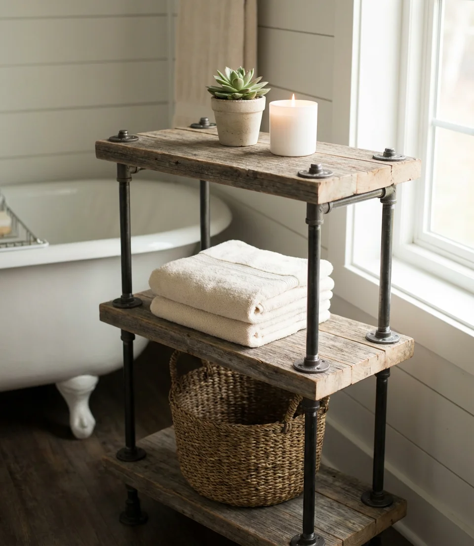 Rustic 3-Tier Shelf for Farmhouse Bathroom Storage 1