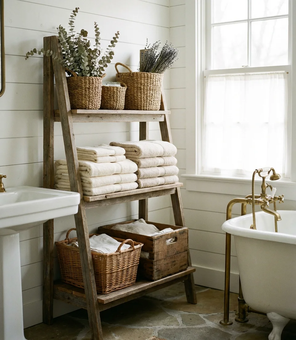 Rustic 3-Tier Shelf for Farmhouse Bathroom Storage 2