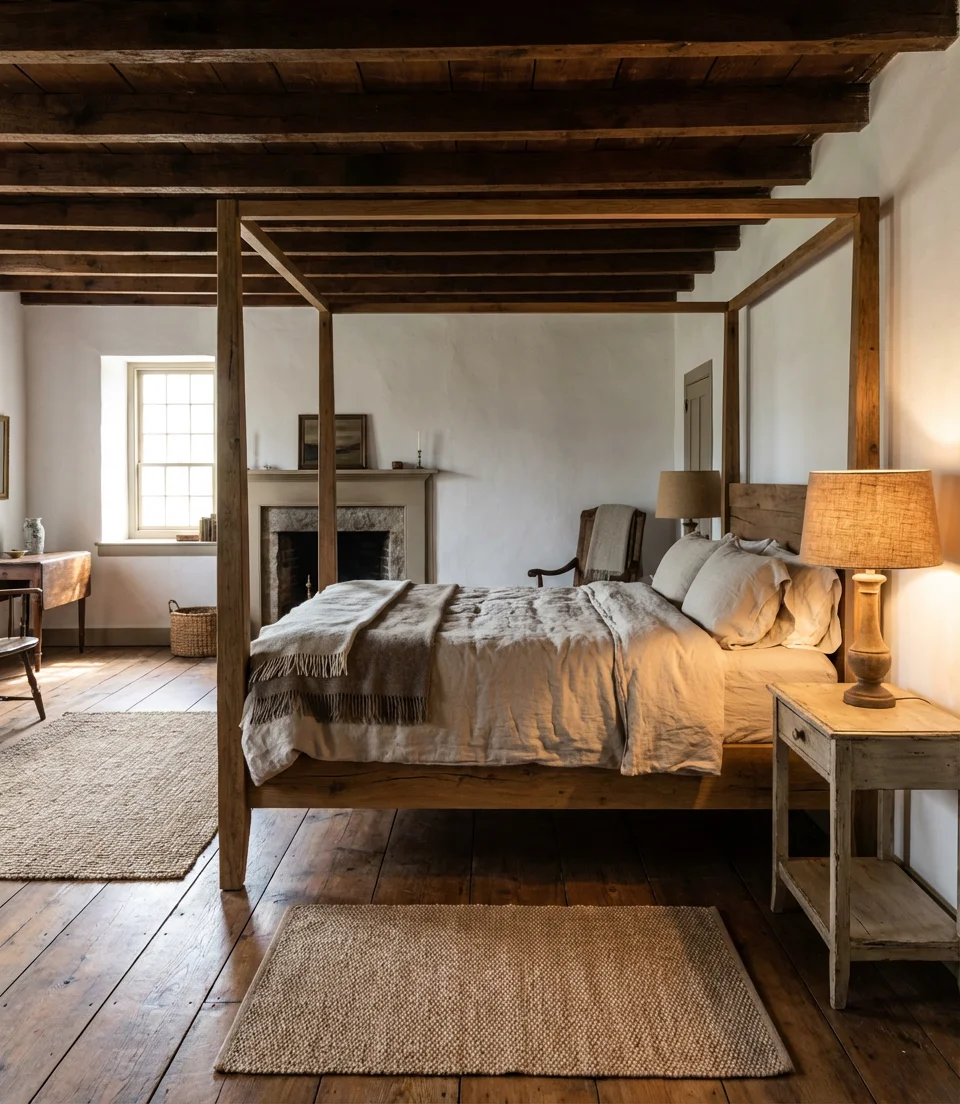 Rustic Master Suite With Exposed Beam Ceiling 1