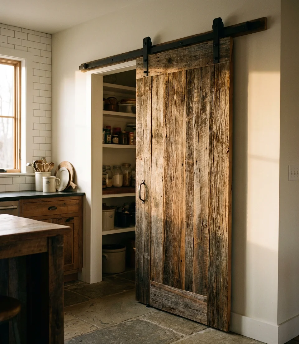 Rustic Wood Barn Door in the Kitchen 1