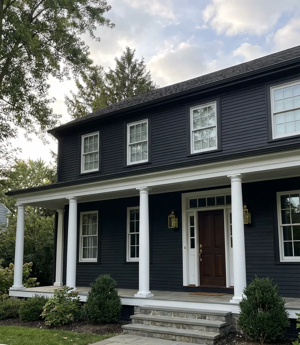 Sherwin-Williams Caviar on a Traditional Colonial 1