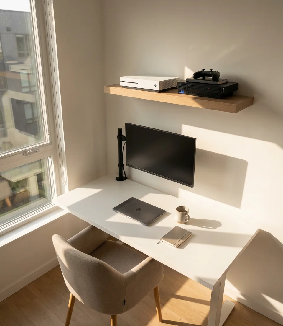 Sleek PS5 Setup with Floating Shelves 2