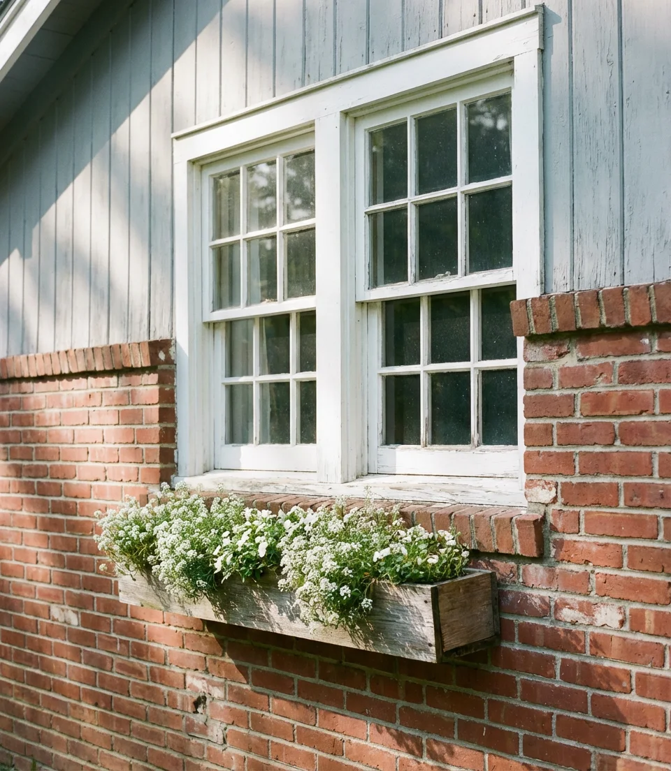 Soft Gray With White Windows on a Brick Bungalow 2