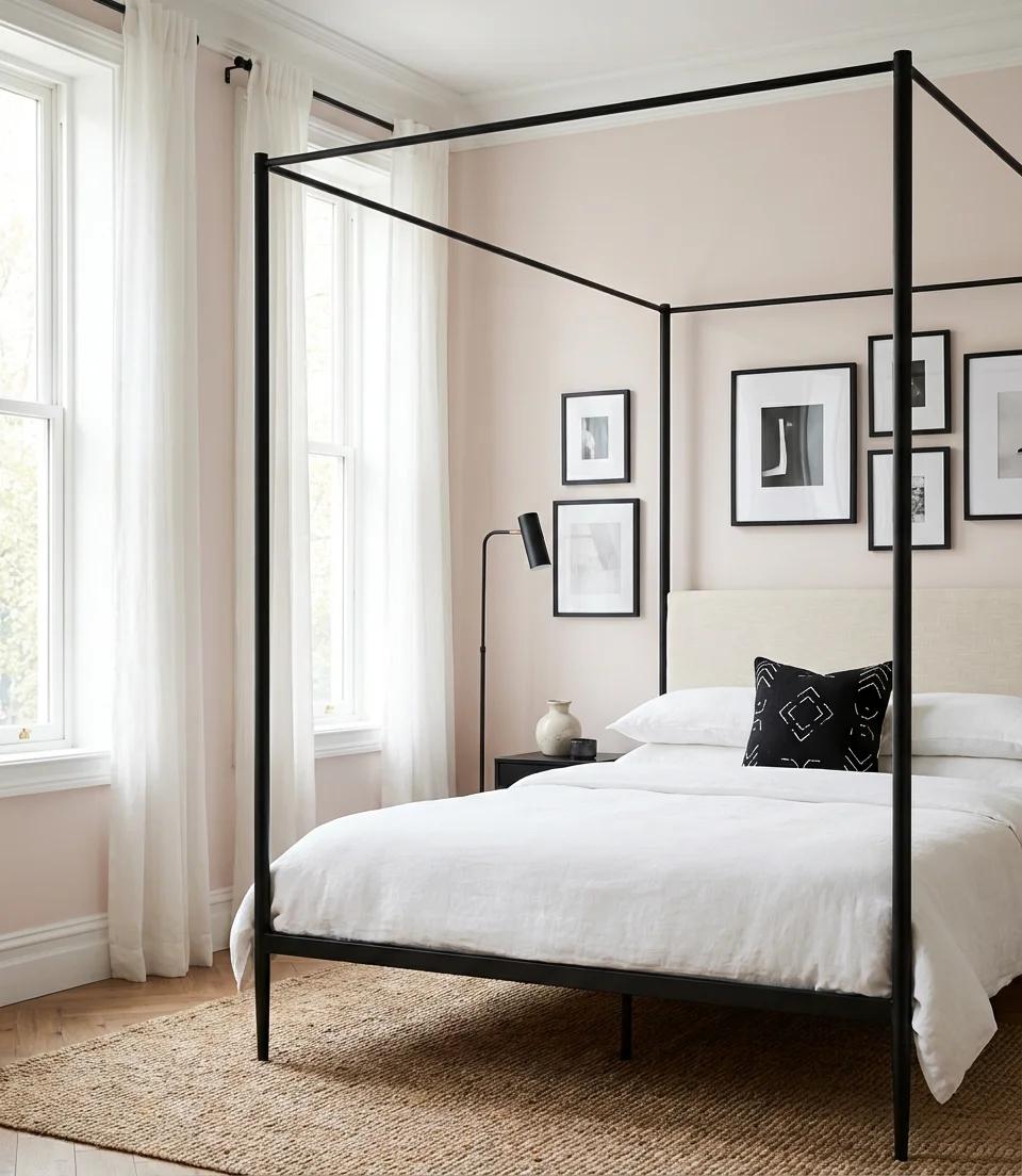 Soft Pink Bedroom with Black Accents 1