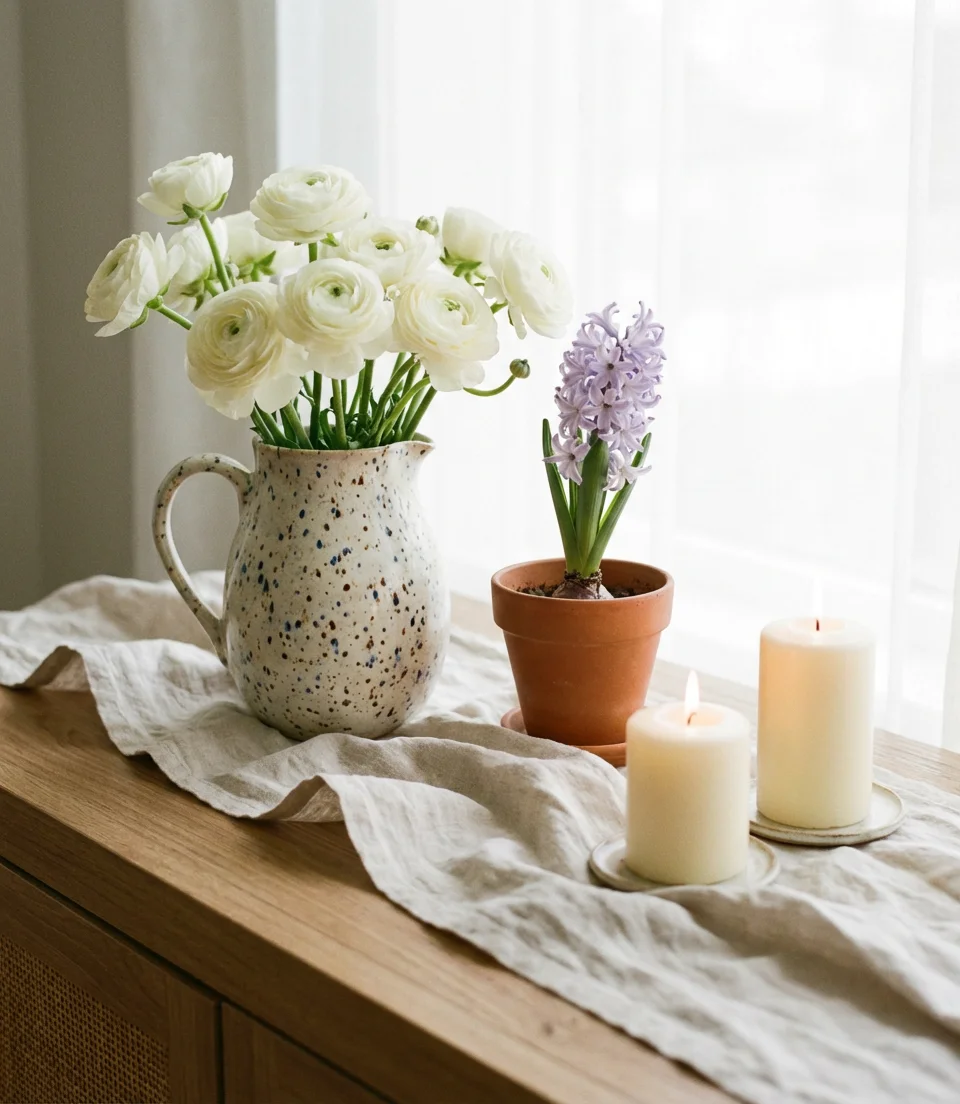 Spring Console Refresh with Fresh Flowers and Pastels 2