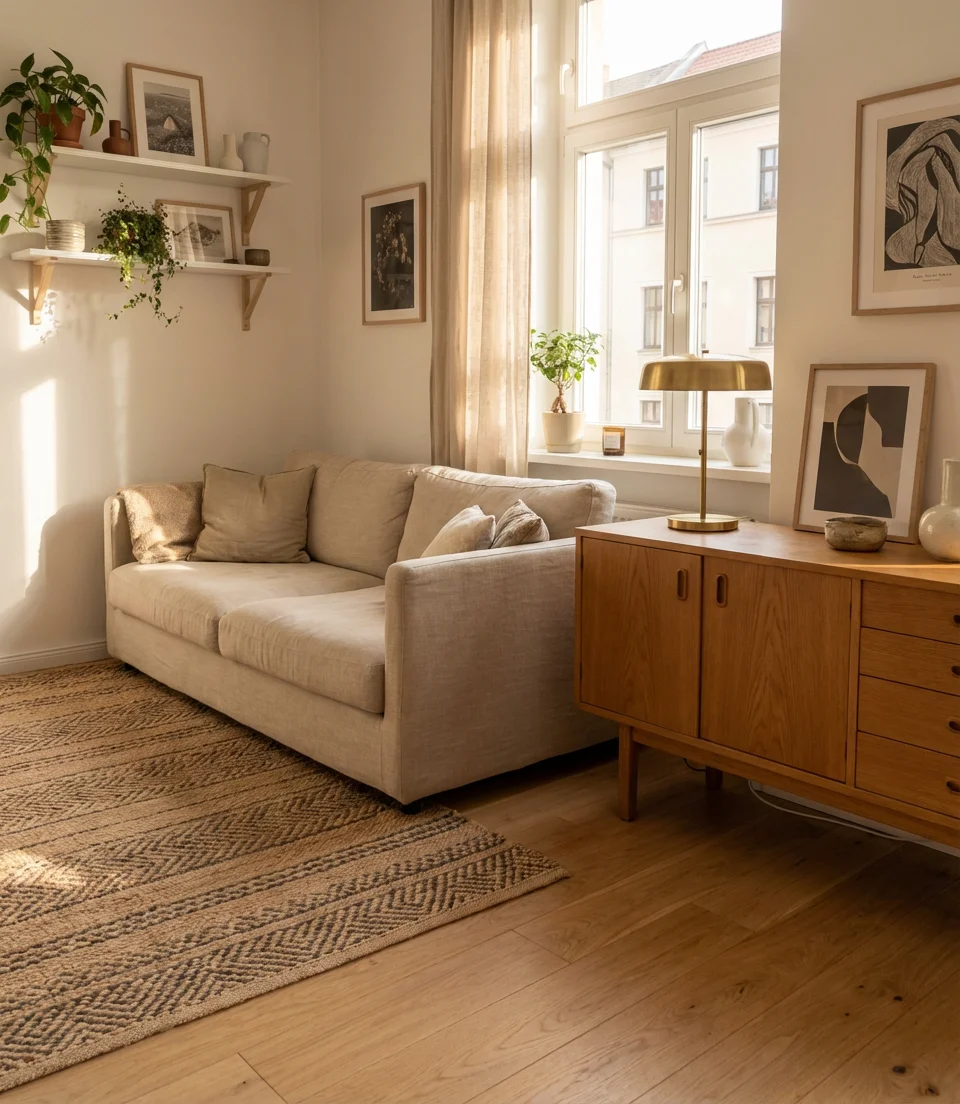 Sustainable Vintage Furniture in a Modern Small Space 1