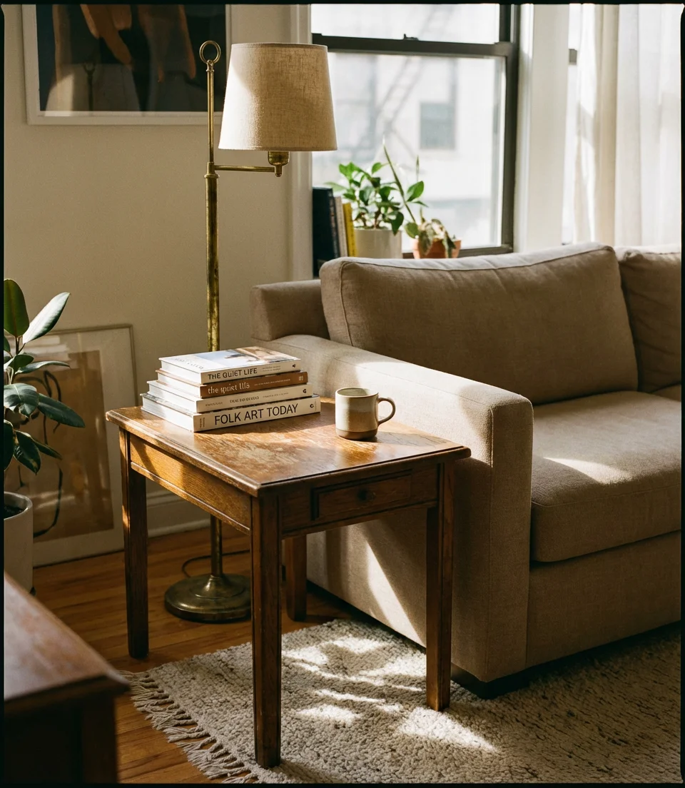 Sustainable Vintage Furniture in a Modern Small Space 2