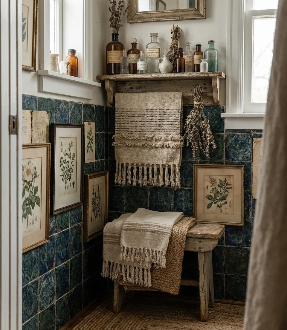 Tiny Powder Room with Maximalist Decor 2