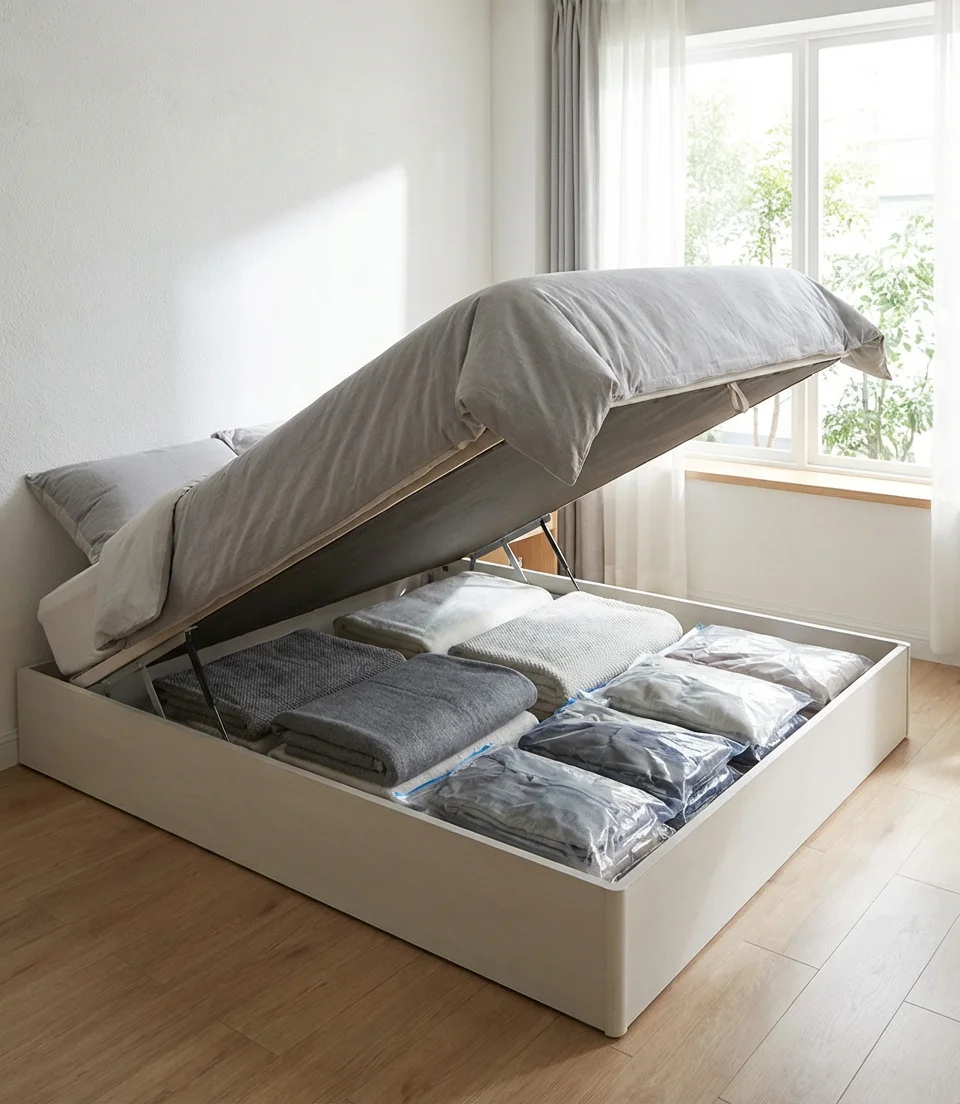Under-Bed Storage with Lift-Up Platform Frames 1