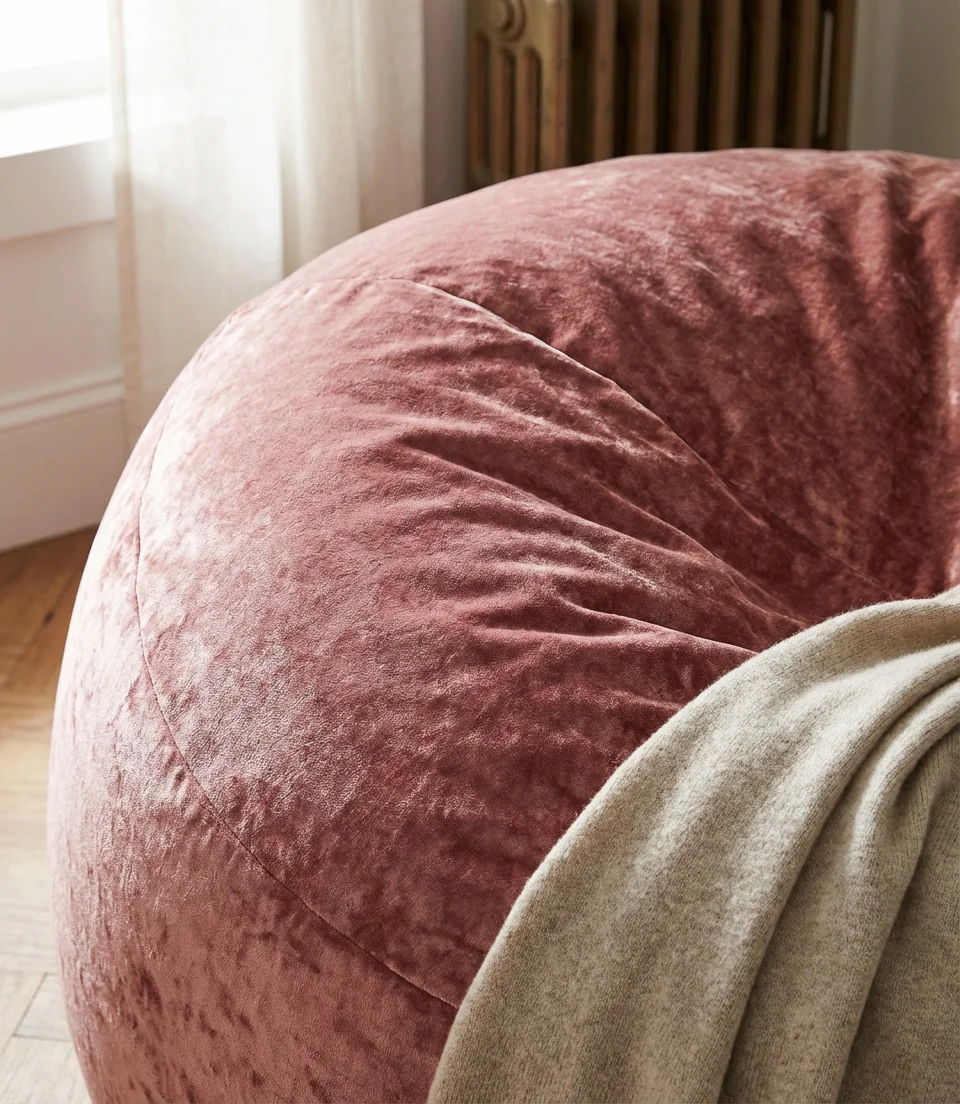 Velvet Bean Bag Chair for a Glamorous Bedroom Touch 2