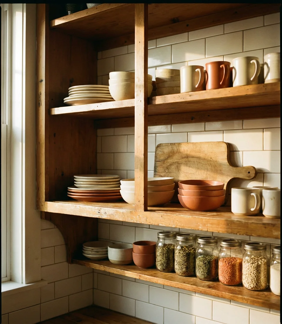 Vintage-Inspired Kitchen with Open Shelving 2