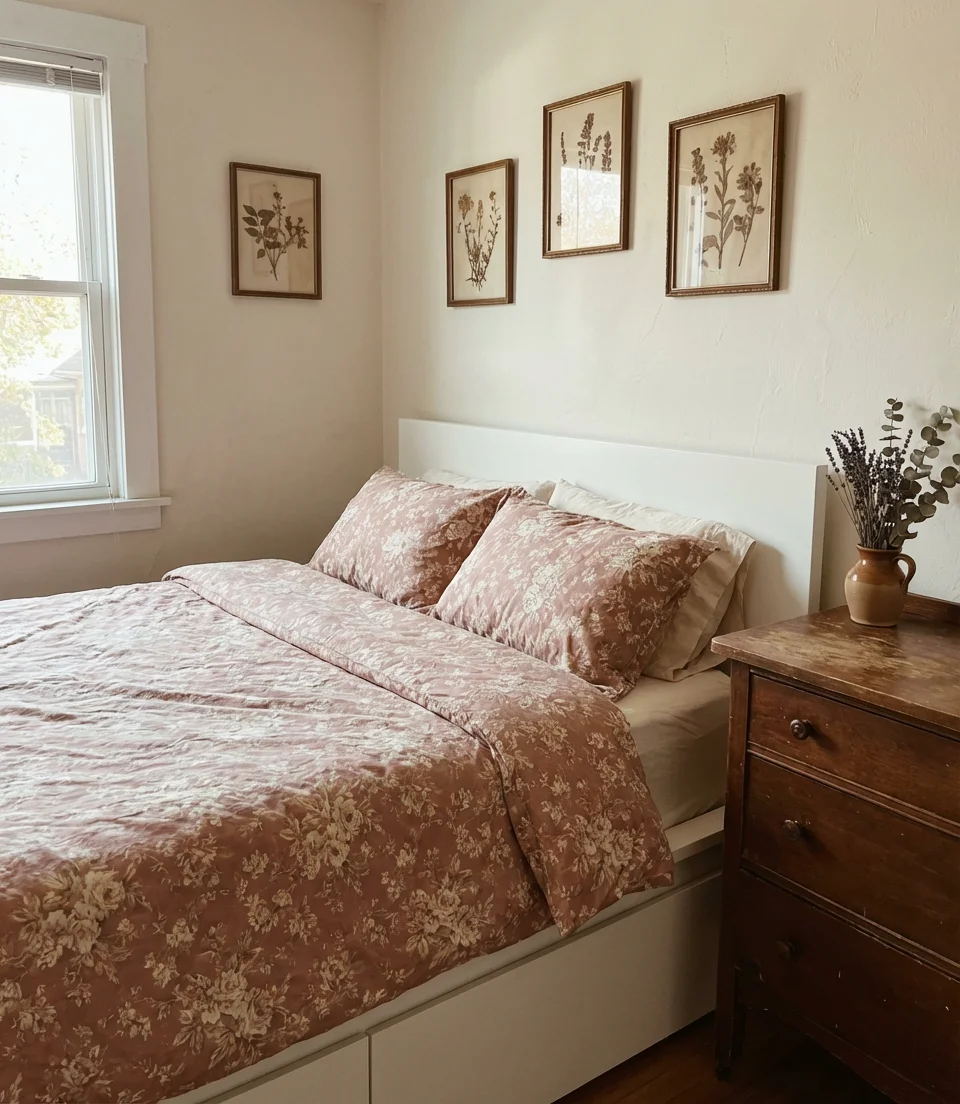 Vintage Pink and Floral Bedroom 1
