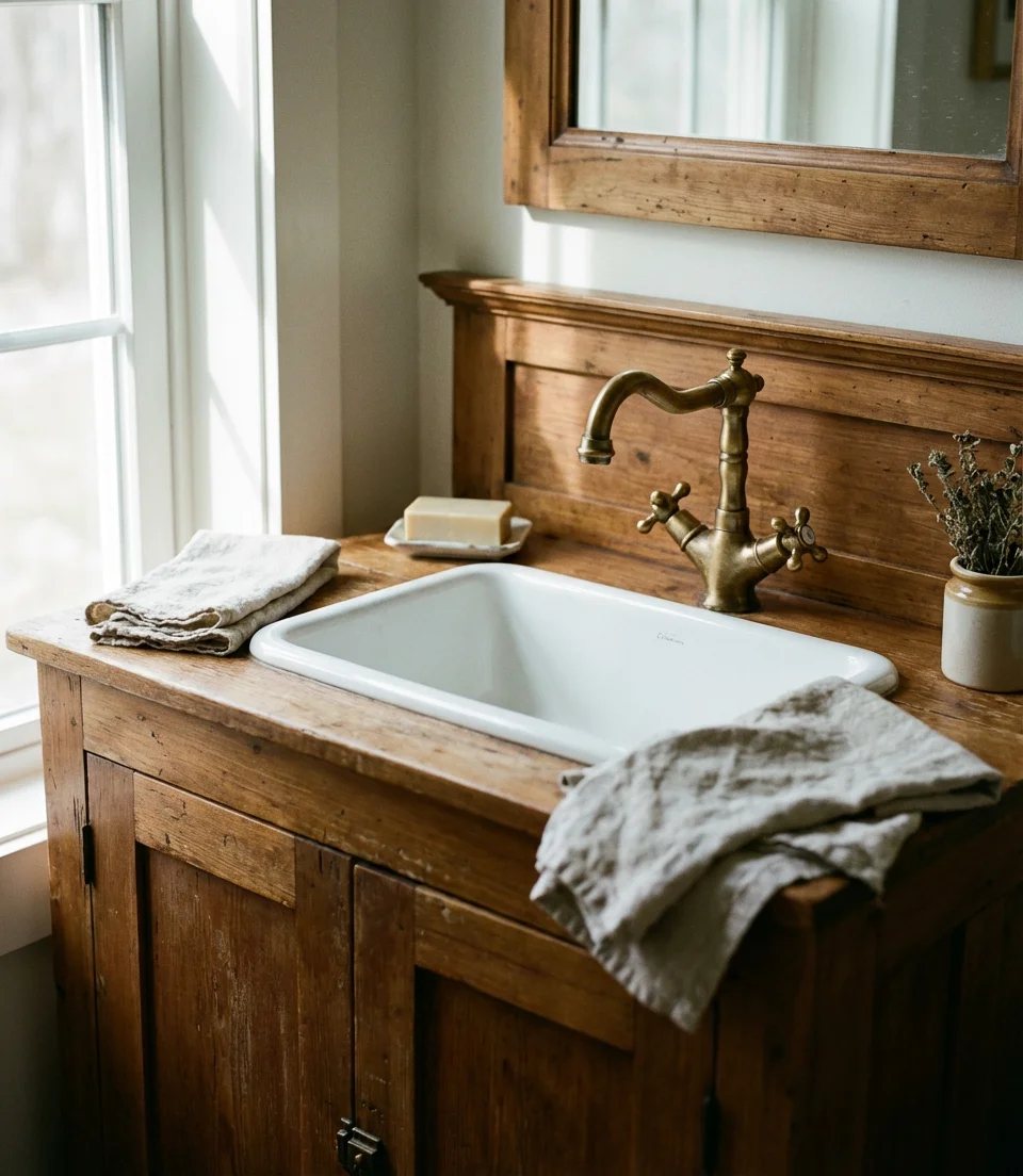 Vintage-Style Faucets in Aged Brass 1