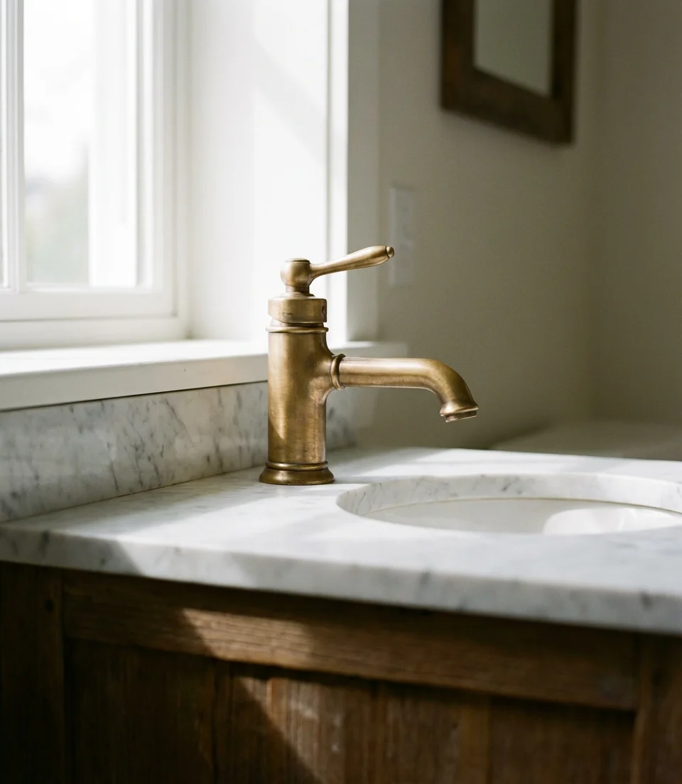 Vintage-Style Faucets in Aged Brass 2