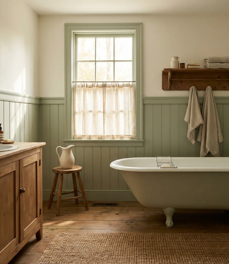 Wainscoting in Soft Sage Green 1