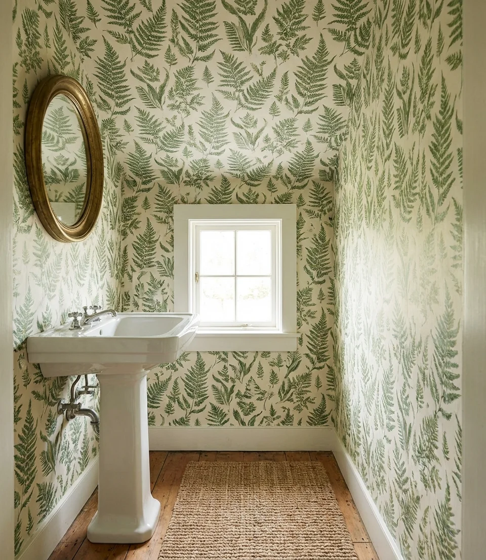 Wallpaper Ceiling Powder Room 1