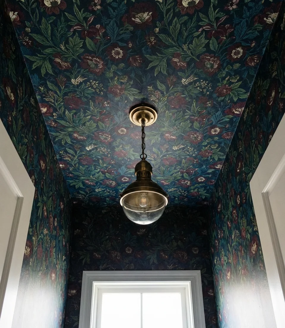 Wallpaper Ceiling Powder Room 2