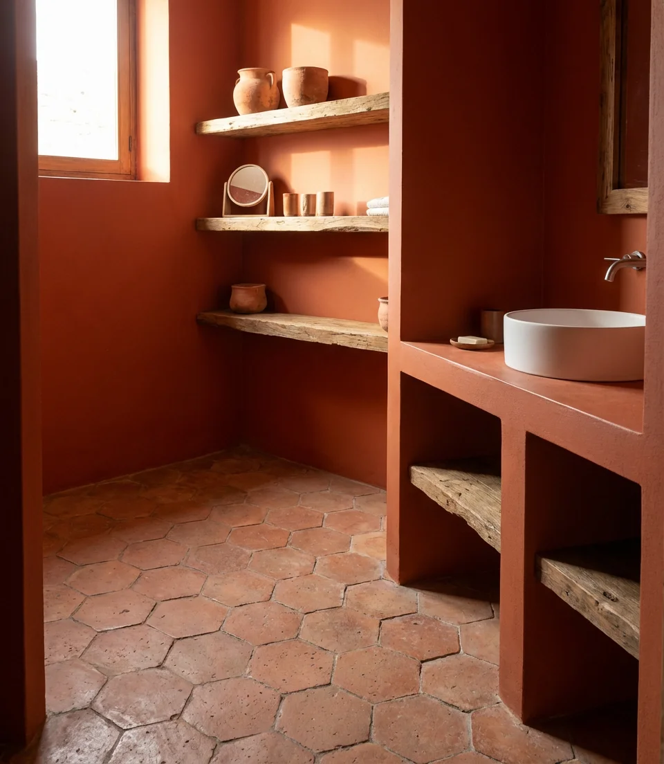 Warm Terracotta Powder Room 2