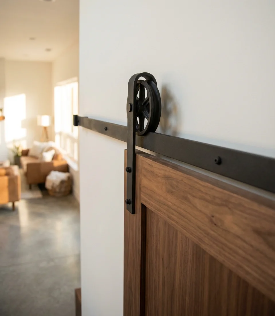 Wood Barn Door with Industrial Black Hardware 2