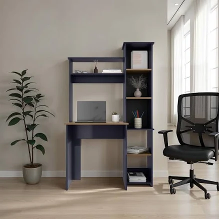 Modern Home Office Desk with Hutch an...