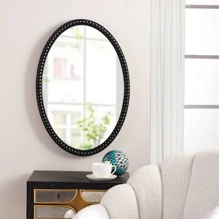 Barrientos Wood Oval Mirror Red Barre...