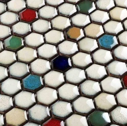Colorful Hexagon Mosaic Backsplash Ti...