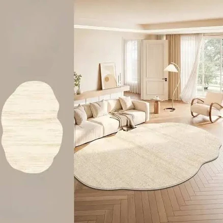 Minimal Cream Plush Irregular Rug