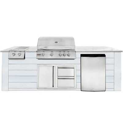 8ft Outdoor Kitchen - White Cabinet w...