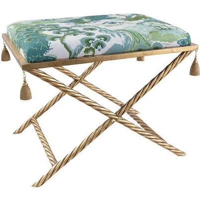 Delfern Gold Chinoiserie-Inspired Bench
