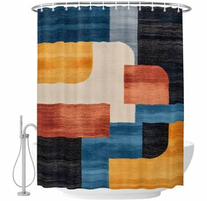 Xipuska Color Block Retro Shower Curtain