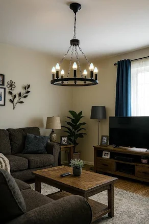 Rustic Farmhouse Chandelier: Black Ir...