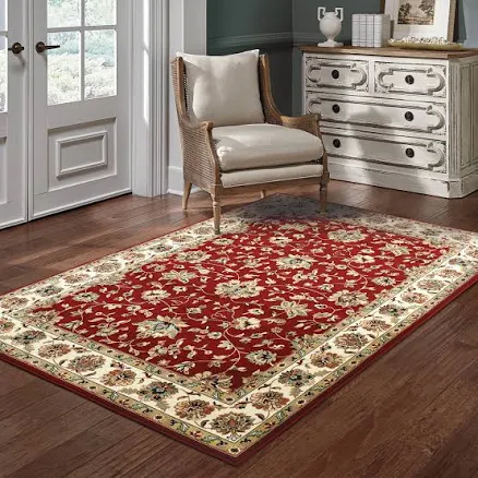 Traditional Vintage Red Ivory Area Rug