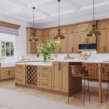 Light Brown Wood RTA Kitchen Cabinets...